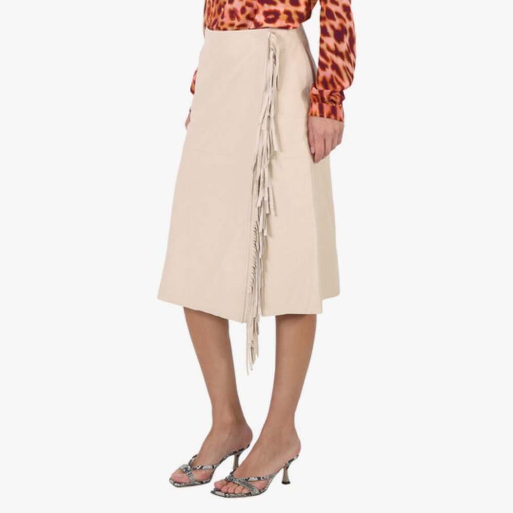 Stella McCartney Cream Fringe Wrap Midi Skirt